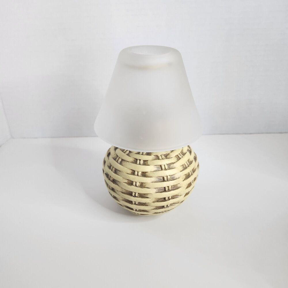 Fairy Tea Light Wicker Look With Frosted Shade